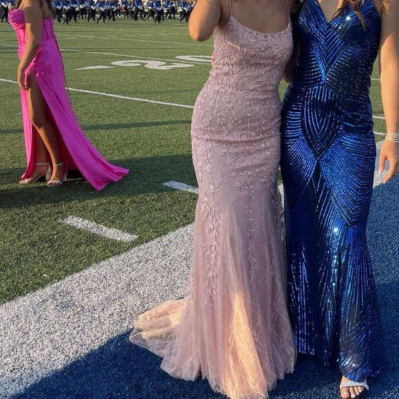 pinkk lace floral formal dress - Picture 3 of 3